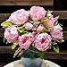hilingo 1 Bunch Hight Quality Fake Peony Artificial Flower Bouquet Home Office Decor Without Vase Dark Pink