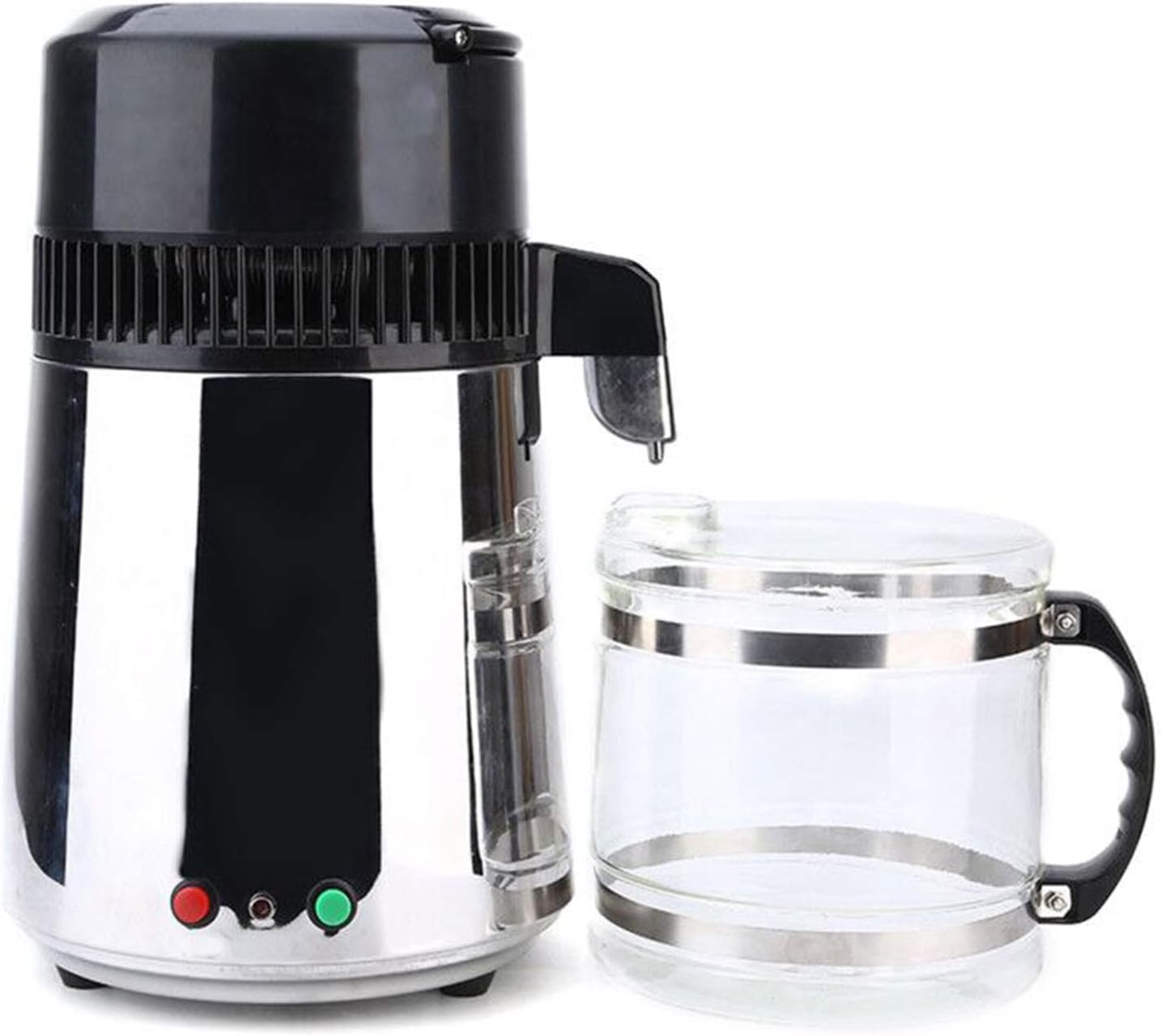 JACKBAGGIO 4L New Water Distiller Stainless Pure Water Distillation Machine w/Glass Bottle Jug for Home/Lab/Dental/Travel Use 240V 750W (Black)
