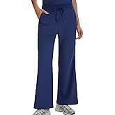 VECARDI Scrub Pants for Women High Rise Four Way Stretch Flare Yoga Cargo Pants with 6 Pockets