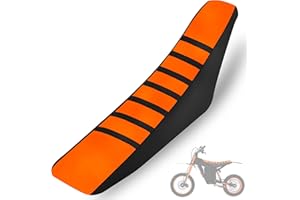 Eiszhjk Dirt Bike Seat Cover Compatible with Tuttio, Motorcycle Universal Seat Cover, Soft Ribbed Covers, Non-Slip Rubber with Black Stripe, Easy to Install, for Dirt Bike and Motocross (Orange)