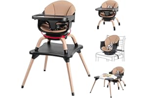 Komcot Baby High Chair, 7 in 1 Convertible High Chairs for Babies and Toddlers, Kids Learning Table, Building Block Table, To