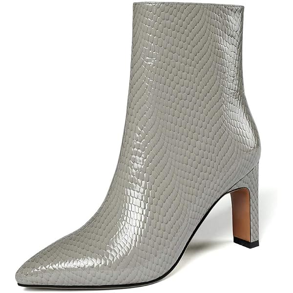 TinaCus Handmade Women's Genuine Leather Pointed Toe Block Heel Side Z