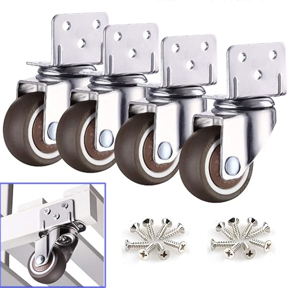 ZHUOZ1T Furniture Wheels with LShaped Bracket, Swivel Rubber Wheels