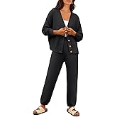 LILLUSORY Womens Cardigan Pants Sets 2 Piece Slouchy Sweater Loungewear