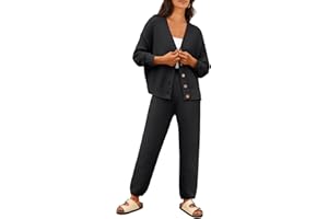 LILLUSORY Womens Cardigan Pants Sets 2 Piece Slouchy Sweater Loungewear
