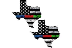 AZ HOUSE OF GRAPHICS Texas Thin Blue RED Green Line Grunge Flag Decal
