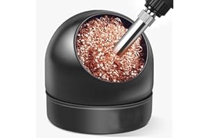 TUCCOSS Soldering Iron Tip Cleaner, High Temperature Resistant Solder Tips Cleaning Wire Ball & Base Holder Soft Coiled Brass Metal Scrubber Tip Cleaner Kit for Soldering Station Welding Gun No Water
