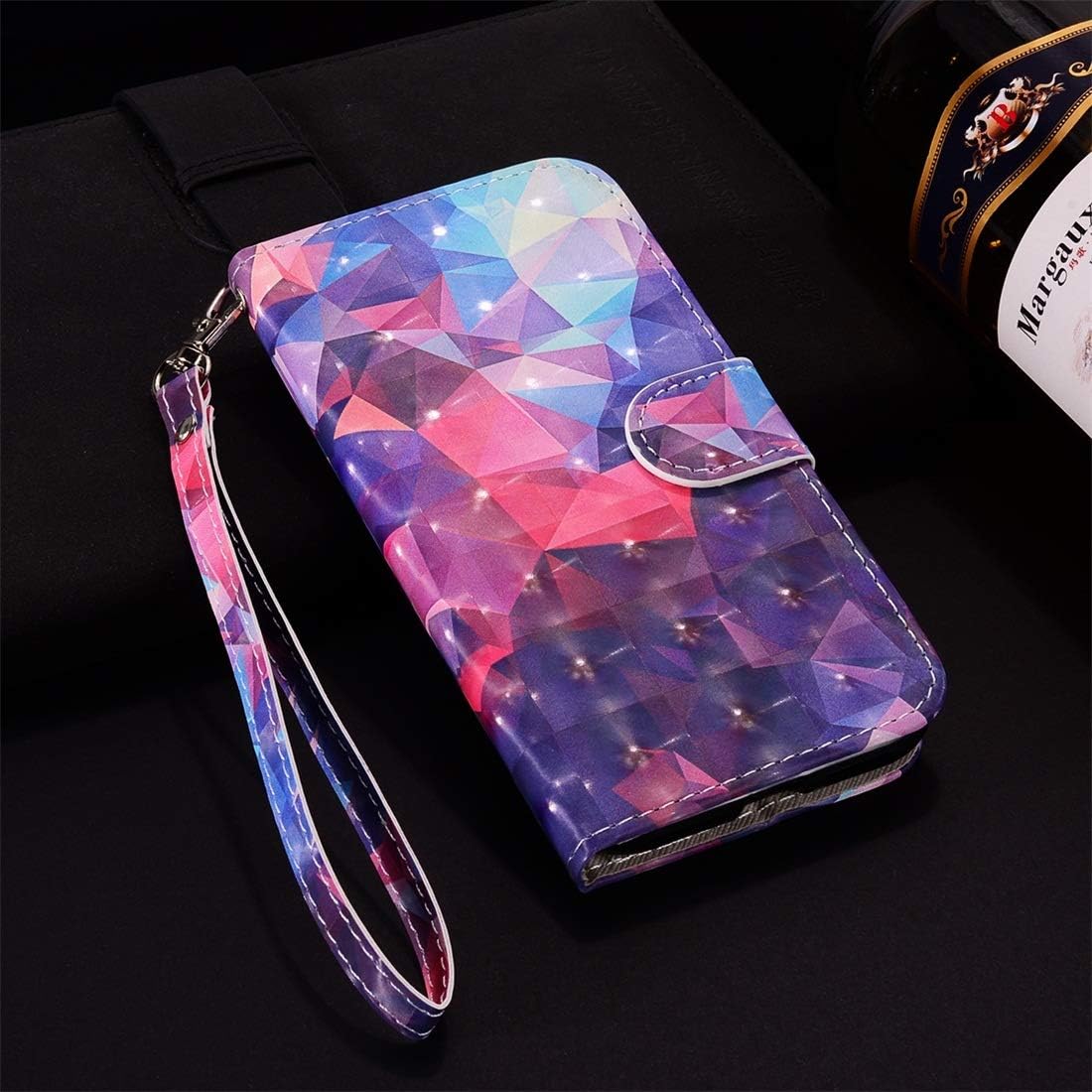 Mobile Phone Leather Cases 3D Color Lattice Pattern Colored Drawing Horizontal Flip Leather Case for Huawei P30, with Holder & Card Slots & Wallet & Lanyard Leather Cases