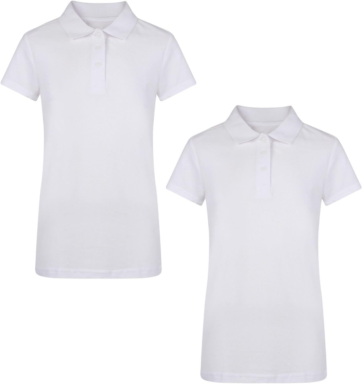 Ex UK Store Girls 2 Pack White School Polo T Shirts Pique 3-16Y