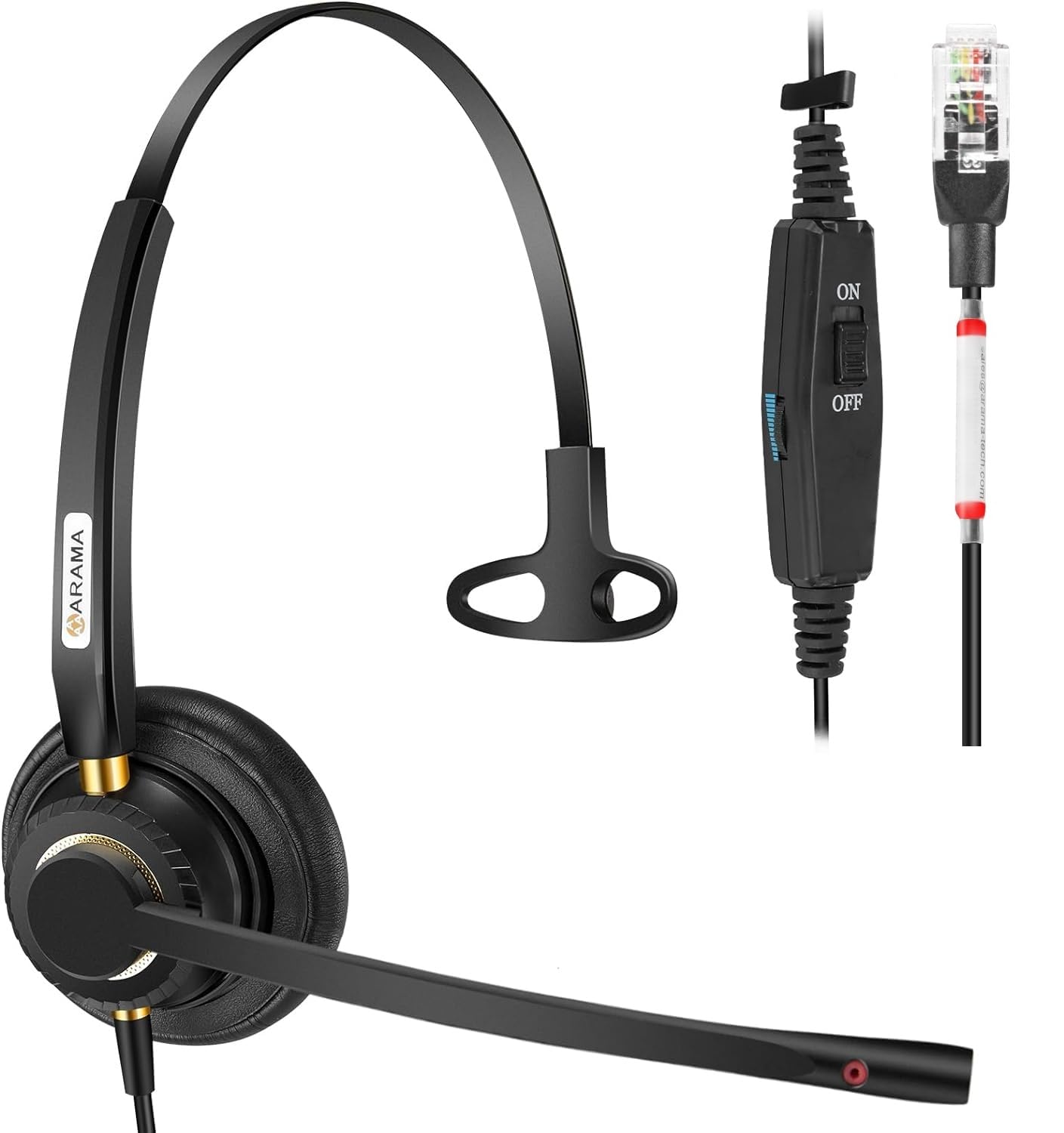 Arama RJ9 Telephone Headset with Microphone Noise Cancelling, Landline Headset Work for Cisco 7940 7942 6921 7841 7960 7970 7971 7931G 7941G 7945G 7962G 8841 8861 Call Centre Office Desk IP Phones