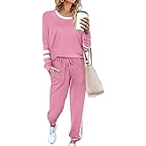 Aloodor Sweatsuit for Women 2 Piece Outfits for Womens Crewneck Sweatshirts Pullover