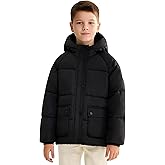 SOLOCOTE Boys Winter Coat - Hooded Pockets Heavyweight Water-Resistant Windbreak Puffer Jacket