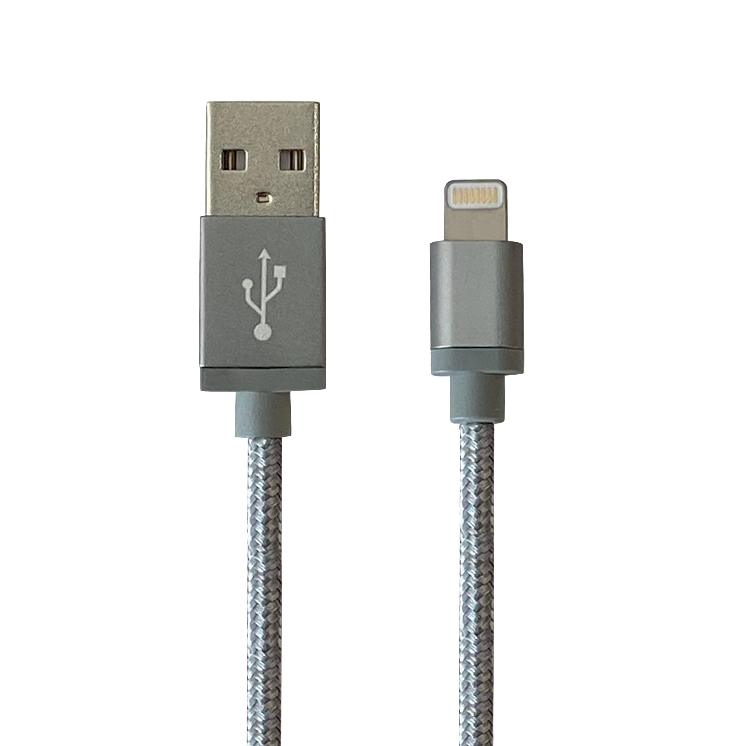 APM MFI Nylon 2A Lightning Cable, 2 m, Grey