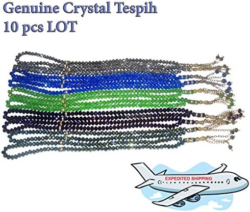 Original Crystal 99 Count Beads, Islamic Misbaha, Tesbih, Rosary, Tasbeeh, 7.5mm - 10PCS LOT (Multi-Colored)