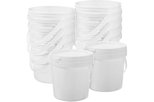 QLYYOPSK 10 Pack 1.4 Quarts White Plastic Buckets with Lids and Handles –Compact Portable Containers for Organizing Dry Food, Paint, Camping Gear, Fishing Accessories