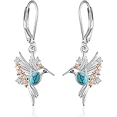 Lmoneta Animal Earrings 925 Sterling Silver Elephant/Hummingbird/Owl/Cat/Turtle Drop Dangle Earring Animal Jewelry Anniversary Birthday Engagement Birthday Gifts for Her