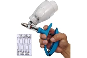 REUVIBK 5ML Livestock Syringe Gun, Automatic Self Refill Injection Gun Continuous Adjustable Bottle Attachment Livestock Animal Syringe with 10 Needles, for Chicken, Duck, Pig, Sheep, Cow Poultry