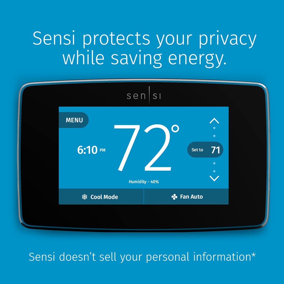 Emerson Sensi Touch Wi-Fi Smart Thermostat with Touchscreen Color Display, Works with Alexa, Energy Star Certified, C-wire Required, ST75 Black 5.625" x 3.4" x 1.17" - View 3