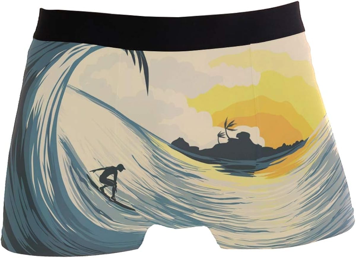 Hipster Unique Beach Surfing Setting SunBoxer Briefs Men's Underwear