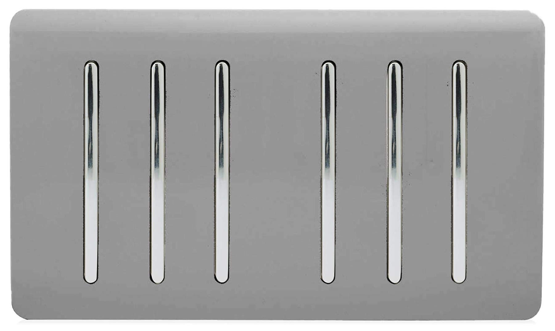 Trendi Artistic Modern Glossy 6 Gang 2 Way Rocker Double Plate Tactile Light Switch Light Grey