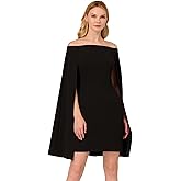 Adrianna Papell Stretch Crepe Side Ruched Dress with Pearl Trim Sleeves