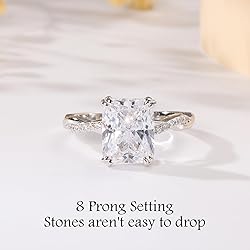 LANKRALOVNA 4CT Radiant Cut Engagement Rings for