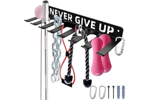 SAHANS Home Gym Accessories Organization Storage Rack Equipment For Home 8 Hook Wall Hanger Display Gear Barbells Resistance Bands Jump Ropes Lifting Belt Hanger Accessories Hardware Included