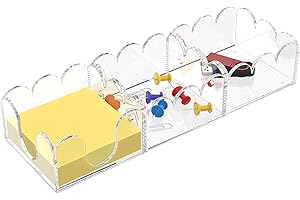 YAGELI Magnetic 3-in-1 Acrylic Sticky Note Holder Dispenser | Modern Desktop Organizer for 3x3 Post It Notes & Memo Pads with Non-Slip Base | for Productive Workspace at Office, Home or School | Clear