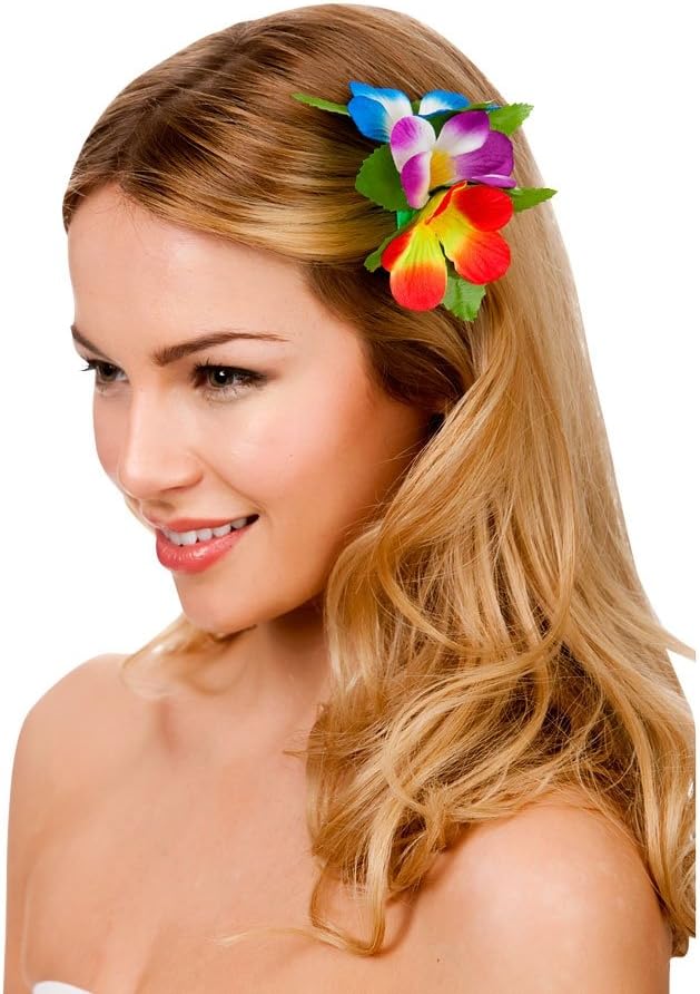 Adult Hawaiian Multi Colour Hair Clip Accessory, Multi-coloured