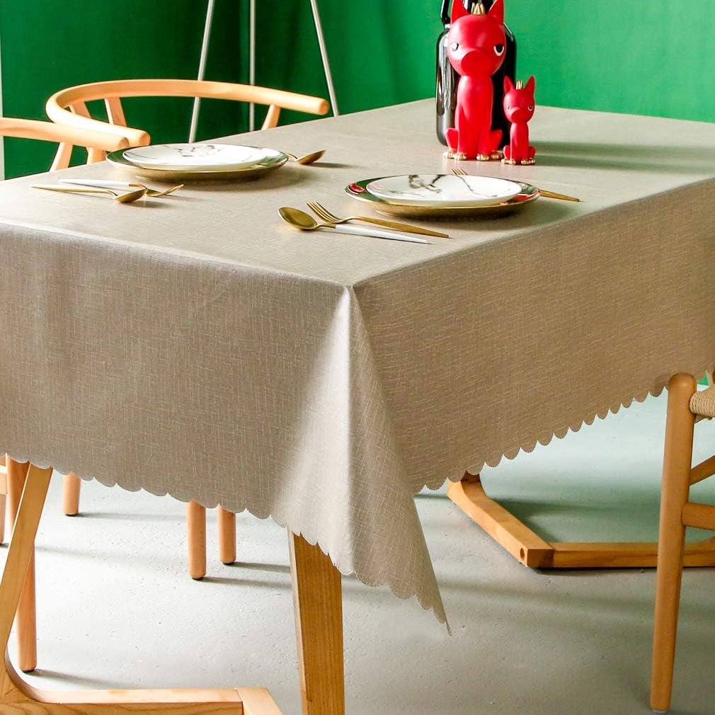 Pahajim Etanche Pvc Nappe Couleur Unie Rectangulaire Simple Nappe Cuisine De La Maison Diner Nappe De Table Pique Nique Decoration De La Table Beige Rectangulaire Ovale 140 X 180 Cm 4 6 Sieges Nappes Fitelegance Cuisine
