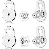 6 PCS Earring Backs for Droopy Ears, Sturdy Heart Lifter Backs for Heavy Earrings Locking Earring Support Backings for Studs Secure Ear Backers,White Gold