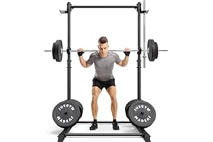 Jusgym Squat Rack with Pull Up Bar, Heavy Duty 600LBS Weight Capacity Squat Rack for Home Gym, Adjustable Multi-Functional Power Racks Strength Training Fitness Equipment