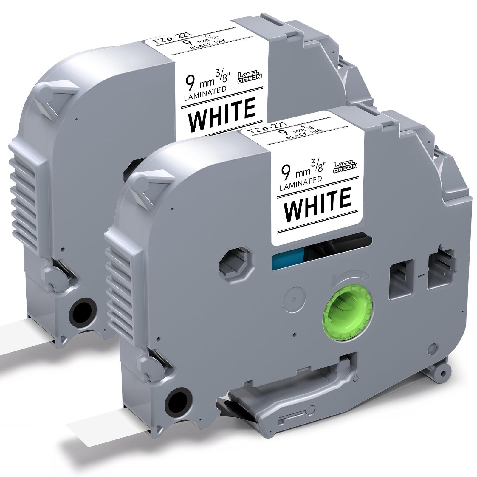 Label Orison TZe 221 Label Tape Compatible with Brother P-Touch Label Tapes Black on White 9mm x 8m Laminated Labels for P-Touch H101C H110 H105, 2-Pack