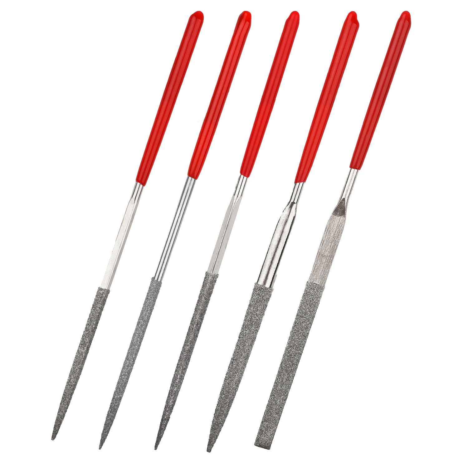 AOVNA 5 Pieces Carbon Steel File Set Diamond Needle File Strength Steel File for Jewelry Glass Metal