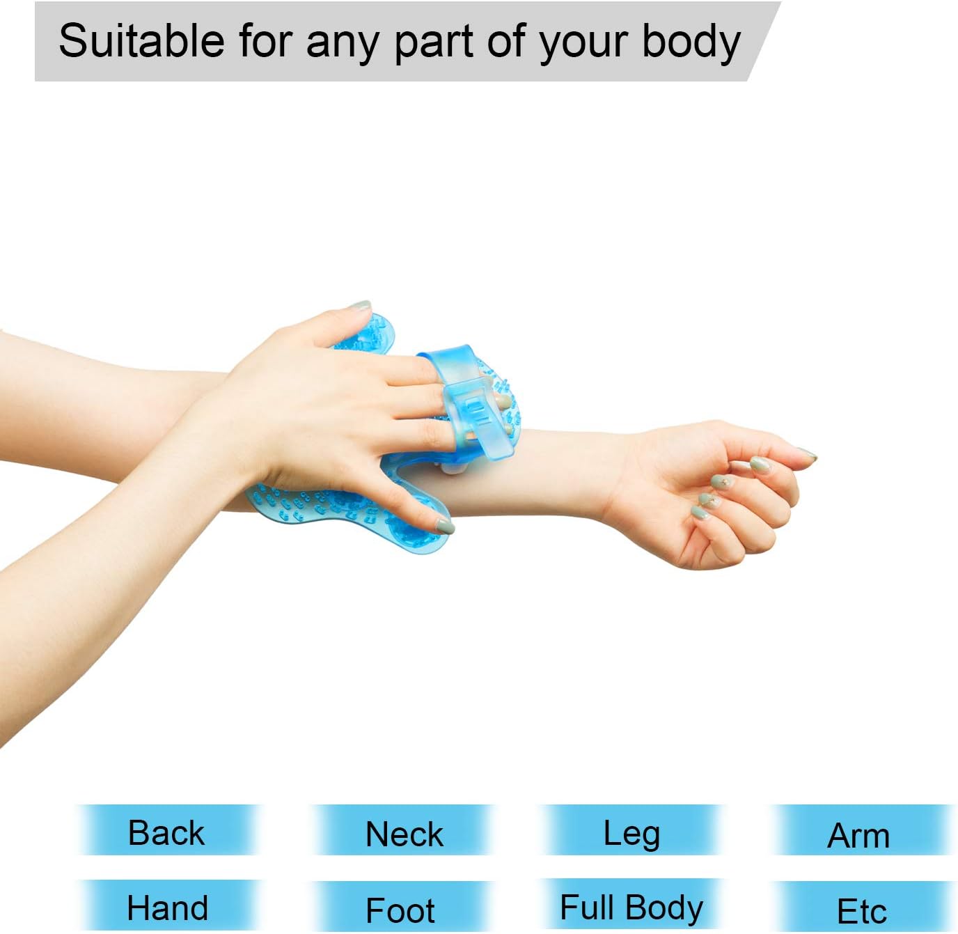 Glove Massager Palm Shaped Hand Massage Manual 9 360-degree-roller Mental Roller Ball Blue by Outton: Health & Personal Care
