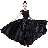 Dance Skirts for Women Satin Full Circle Ankle Length Swing Long Skirt Women Maxi Shiny Skirt for Party Costume Belly Dance