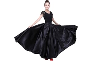 SNOWAQUA Women Satin Full Circle Ankle Length Swing Long Skirt Maxi Shiny Skirt for Party Cosplay Belly Dance Performance Costume