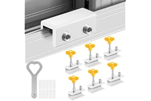 Window Locks 6 Sets, BEoffer Sliding Security Window Locks with Keys for Vertical and Horizontal Windows, No-Drill Install, Adjustable Aluminum Window Door Stoppers Burglar Proof for Home (Silver)