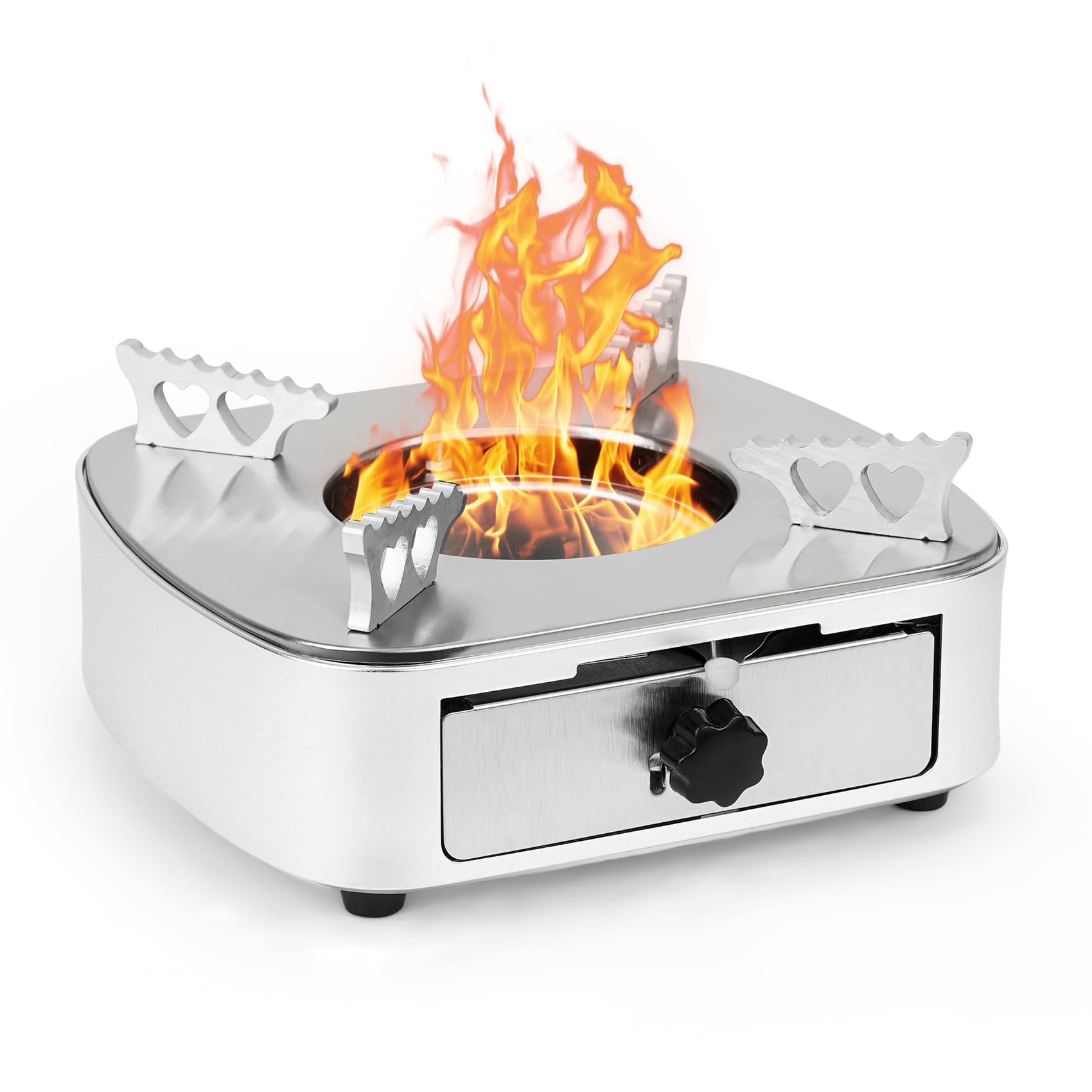 onlyfire Stainless Steel Alcohol Stove, Lightweight Spirit Burner Portable Draw Style Camping Stove with Adjustable Firepower Windproof for Ourdoor Barbecue, Hotpot, Backpacking, Picnic