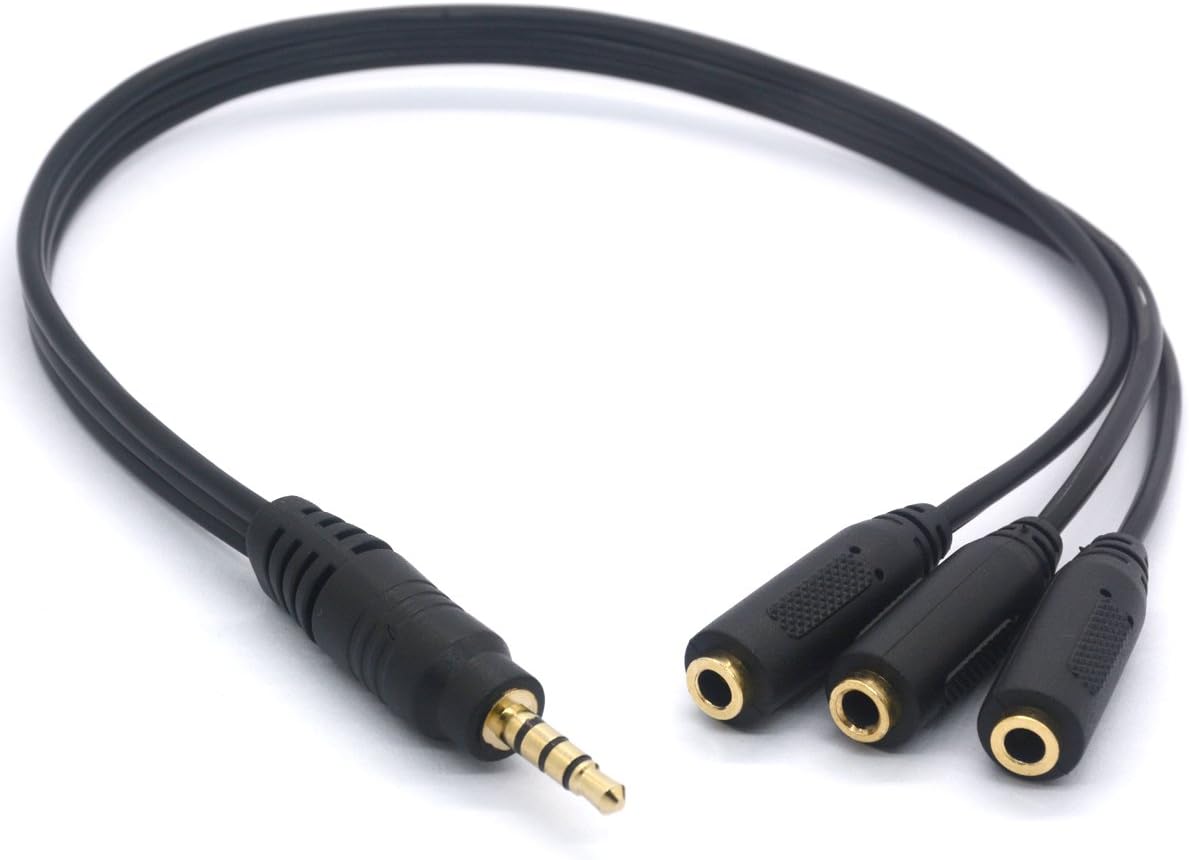 tomost 3 way 3.5mm Headphone Splitter Gold Plated 3.5mm TRRS Male to 3 x 3.5mm TRRS Female Cable 4 pole 1/8 inch Male to 3 Female Connectors - Image 5