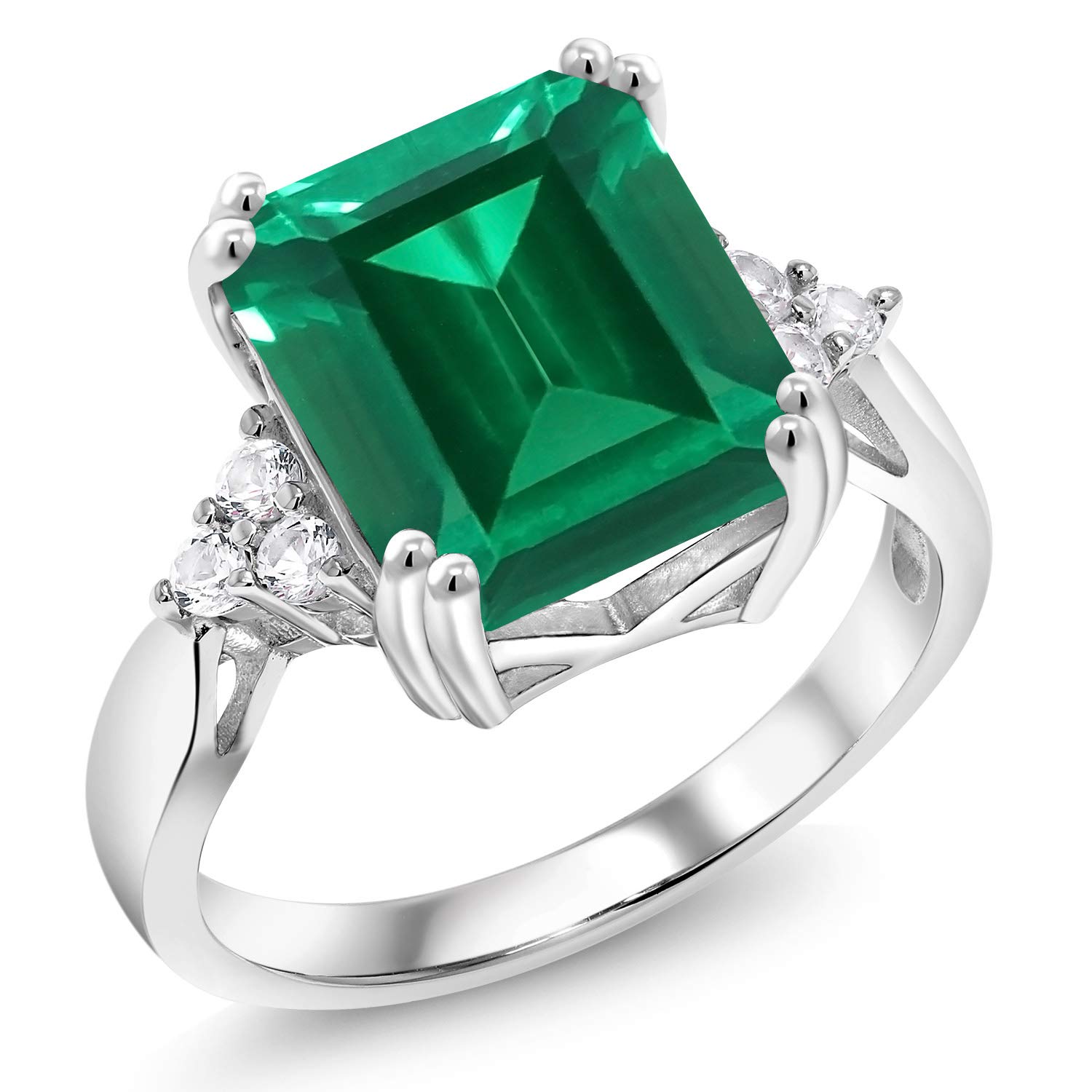Gem Stone King 925 Sterling Silver 12X10MM Emerald Cut Gemstone ...