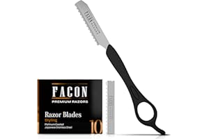 Facón Professional Hair Styling Thinning Texturizing Cutting Faether Razor + 10 Replacement Blades