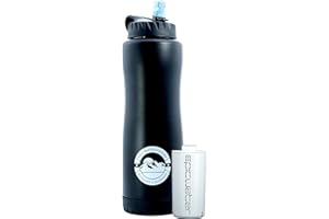 Epic Water Filters Vostok Stainless Steel Insulated Water Bottle and 75 Gallon Filter - Removes 99.99% of Water Impurities, 34oz,