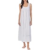 Eileen West Sleepwear & Loungewear for Women – Dobby Stripe Collection - 100% Cotton Lightweight Sleeveless Long Nightgown