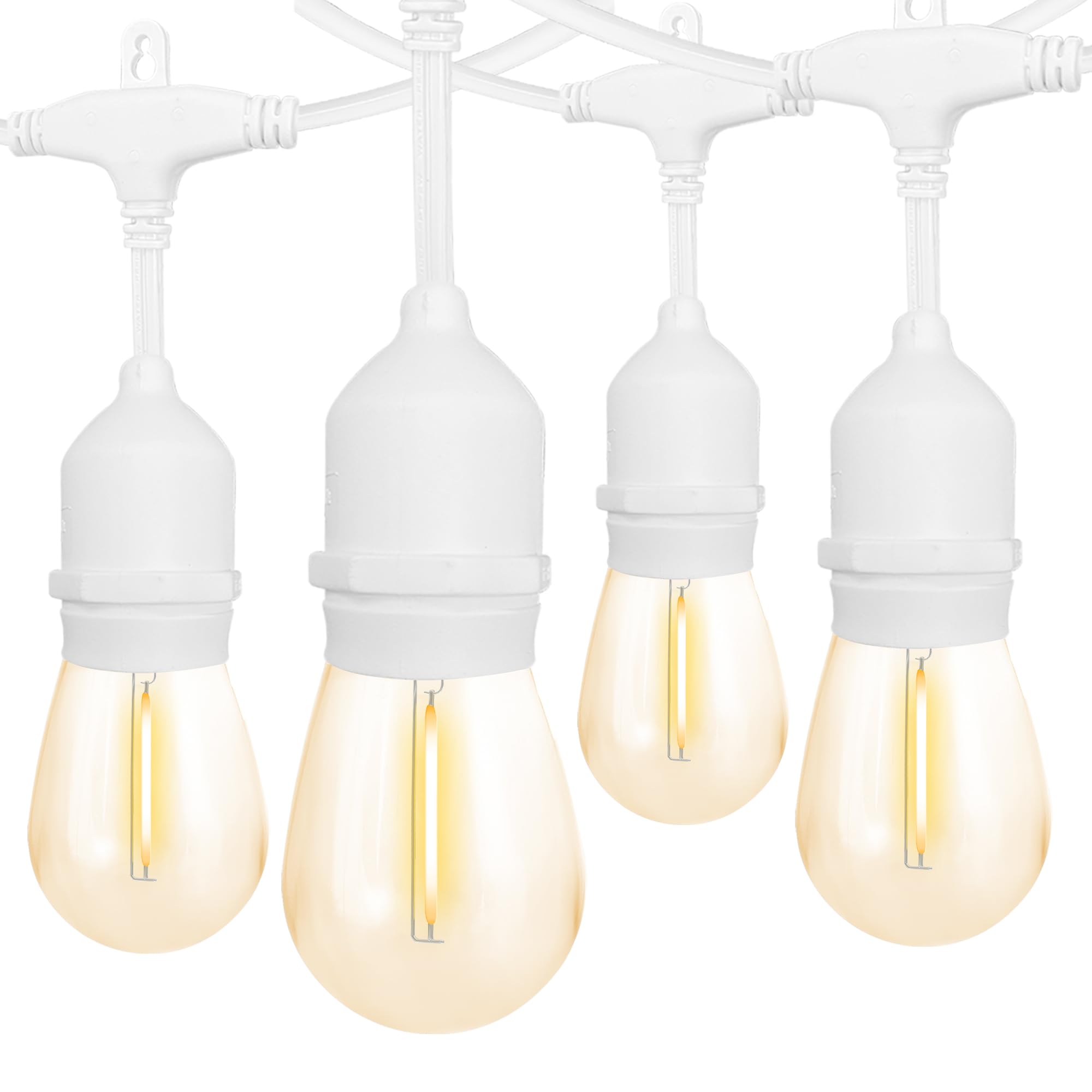 Photo 1 of Banord Outdoor String Lights, 48FT Waterproof Patio Lights with 1W Dimmable LED Bulbs, White Hanging String Lights for Outdoor Backyard, Garden, Deck, Porch, Gazebo, Balcony, Camping, Party