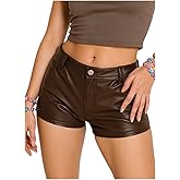 Dynvernal Faux Leather Micro Shorts for Women Y2K Sexy Low Rise Mini Short Rave Outfits Festival Club
