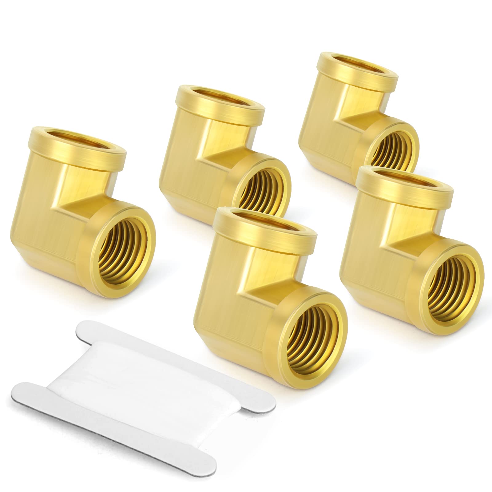 Photo 1 of GASHER 5pcs 90 Degree Barstock Street Elbow, 1/4 Inch NPT Female Pipe to 1/4 Inch NPT Female Brass Pipe Fitting