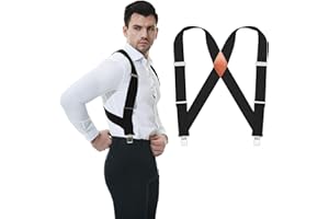 JTCMOJS Side Clip Suspenders for Men Heavy Duty 2" Trucker Style Work Suspender Adjustable Elastic X Back Mens Suspenders
