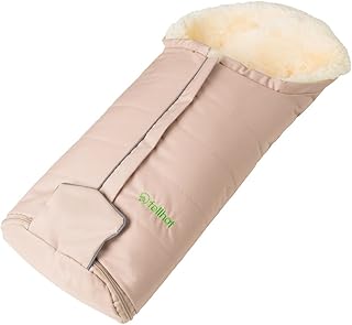 Fellhof 109205 Lammfell Fußsack Meribel, OEKO-TEX® Standard 100 zertifiziert, 35x80 cm, wind- und wasserdicht, bei 30 °C waschbar, für Babyschale und Babywanne (beige)