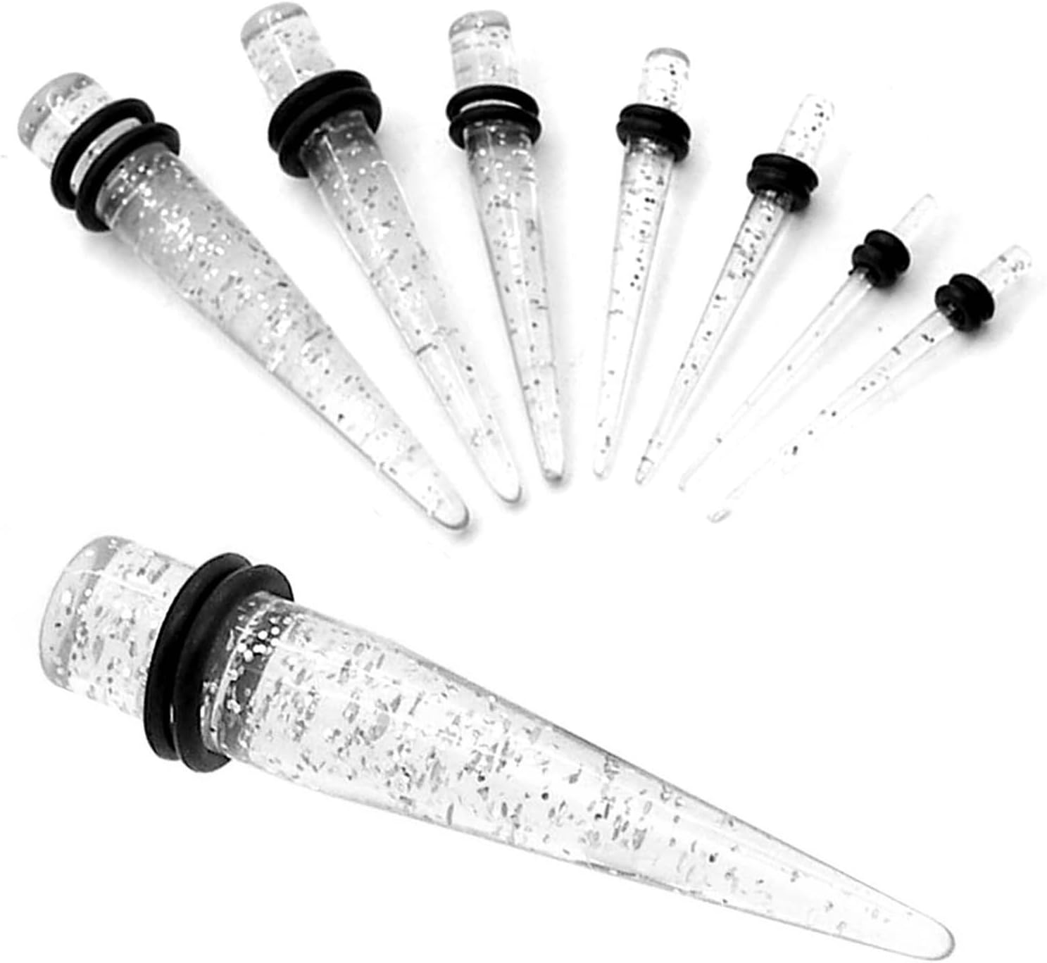 Lavida 1 Piece or Set of 8 Ear Taper Stretcher Expander for Flesh Tunnel Plug 1,6 2 3 4 5 6 8 10 mm Purple Glitter
